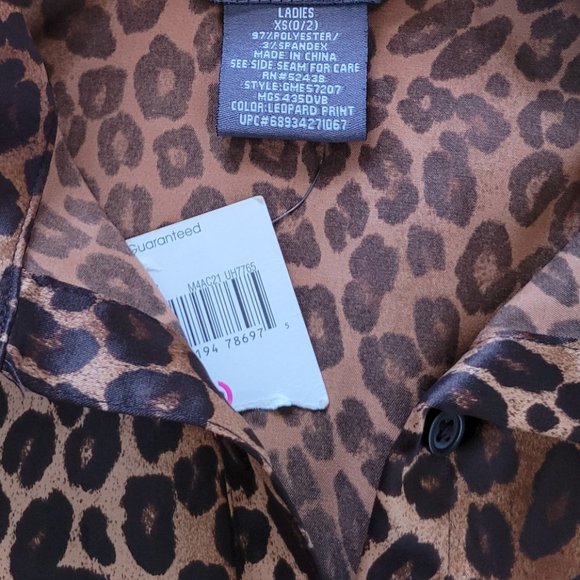 Mark Eisen Leopard Print Woman Button Down Long Sleeve Shirt Size XS - Picture 6 of 7